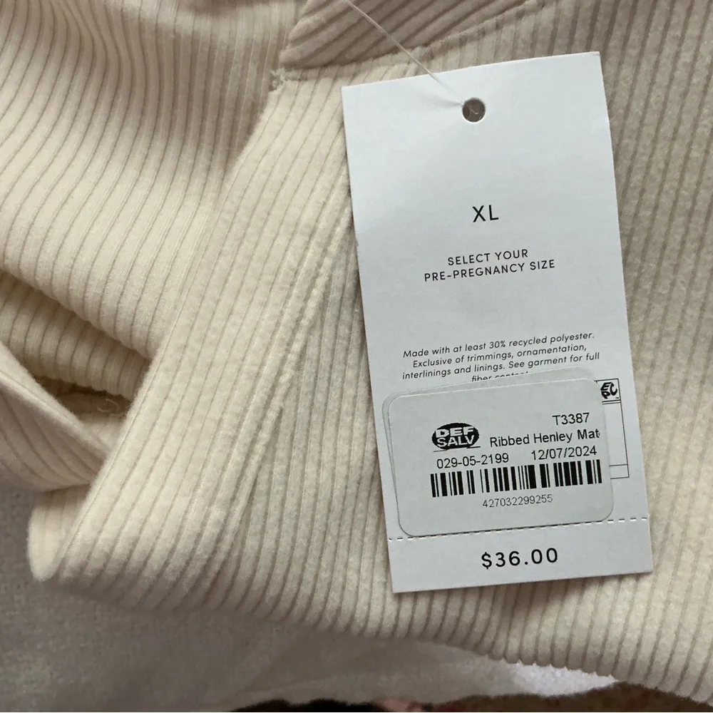 Ingrid & Isabel Cream Long Sleeve Ribbed Crop Top Size XL - Picture 4 of 5